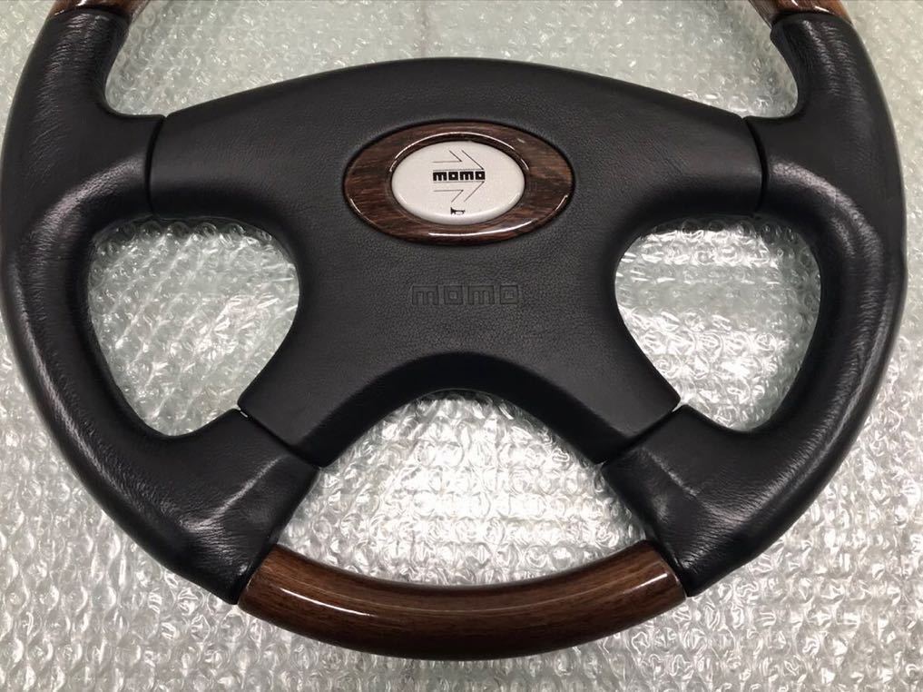 美品 MOMO リーガル レザー マホガニーウッド ステアリング コンビ