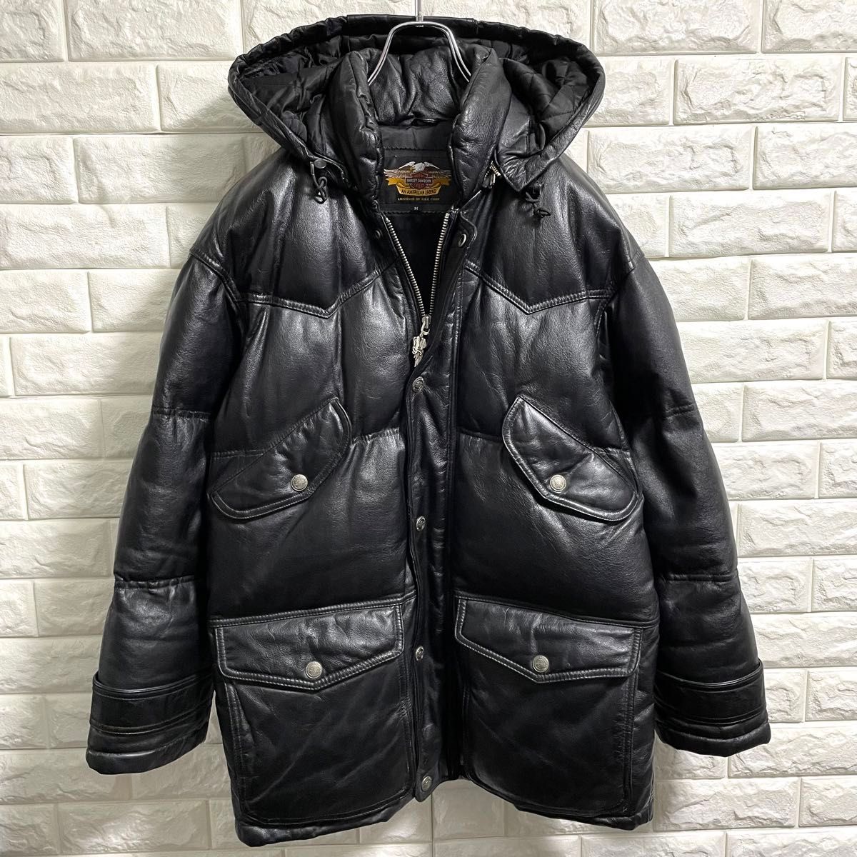 ハーレーダビッドソン レザーダウンジャケット メンズL〜XLサイズ相当
