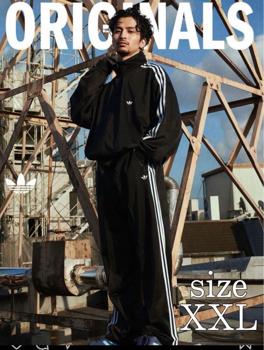 極美品 【常田大希着用】アディダス 刺繍ロゴ トラックジャケット 黒白