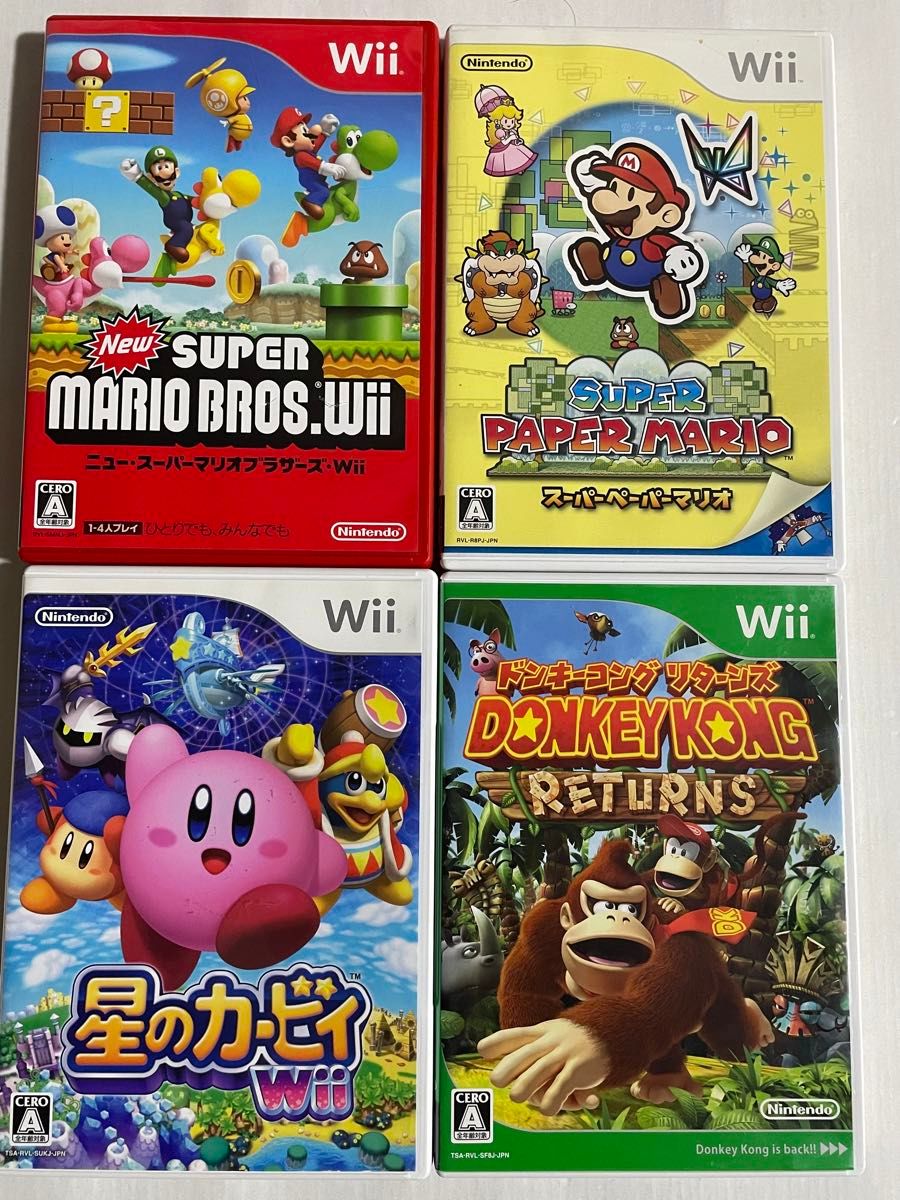 Wiiソフト 横スクロールアクション4本まとめ売り 星のカービィWii 他