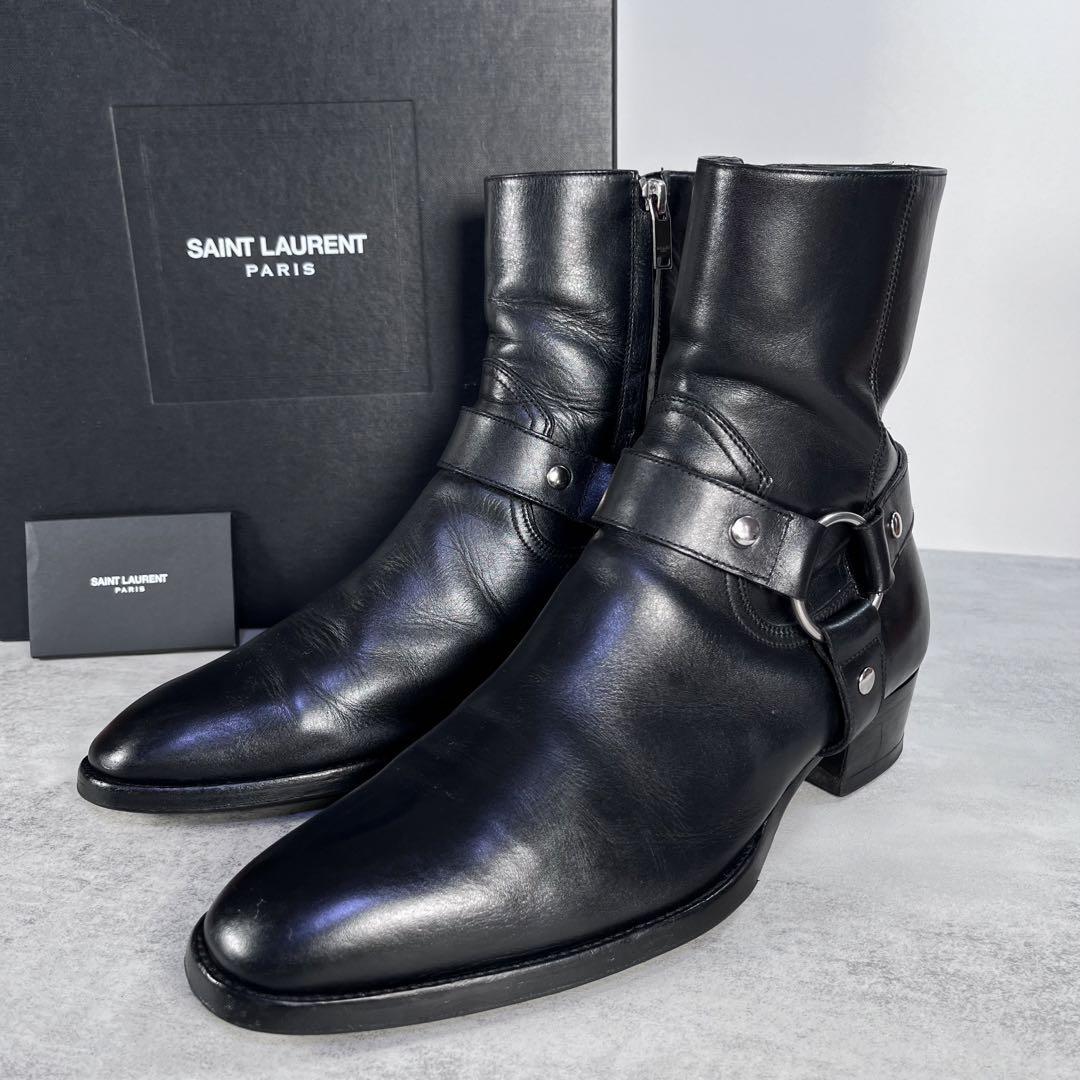 美品・エディ期】サンローラン パリ リング ブーツ ワイアット 黒 16AW