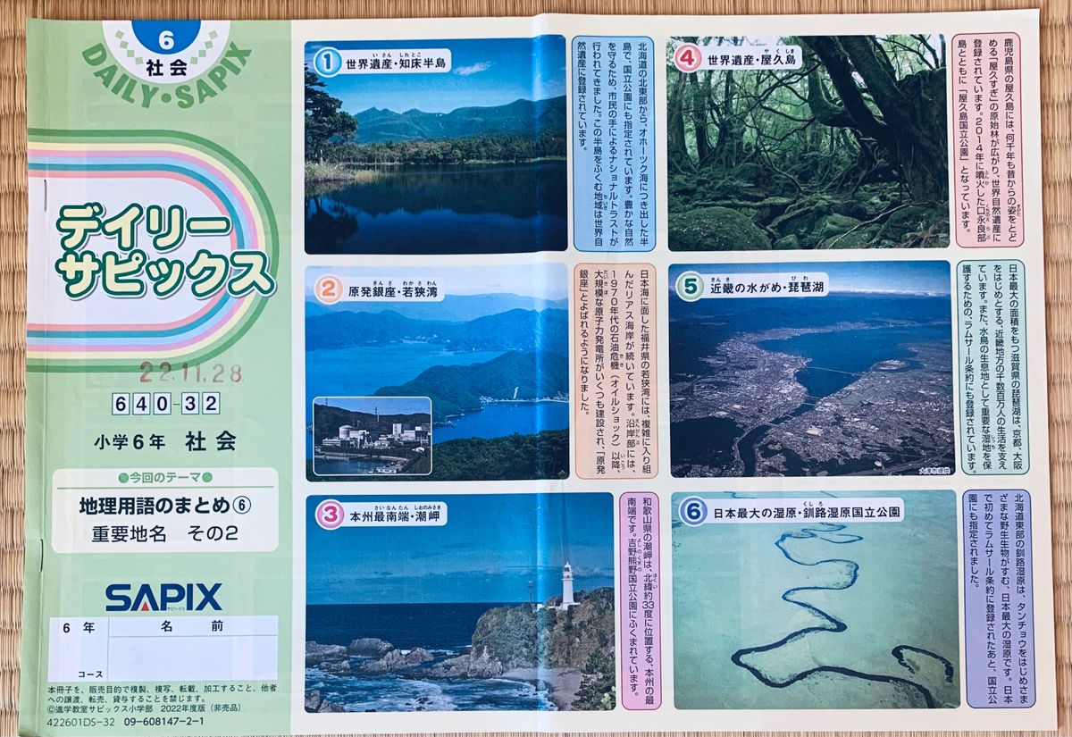 サピックス SAPIX 小学6年 社会 デイリーサピックス640-26〜38計13