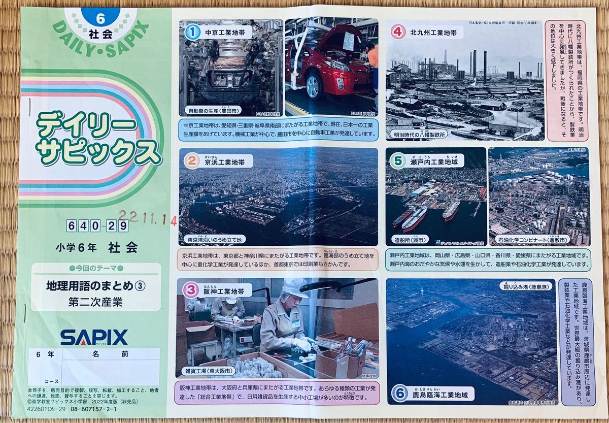 サピックス SAPIX 小学6年 社会 デイリーサピックス640-26〜38計13