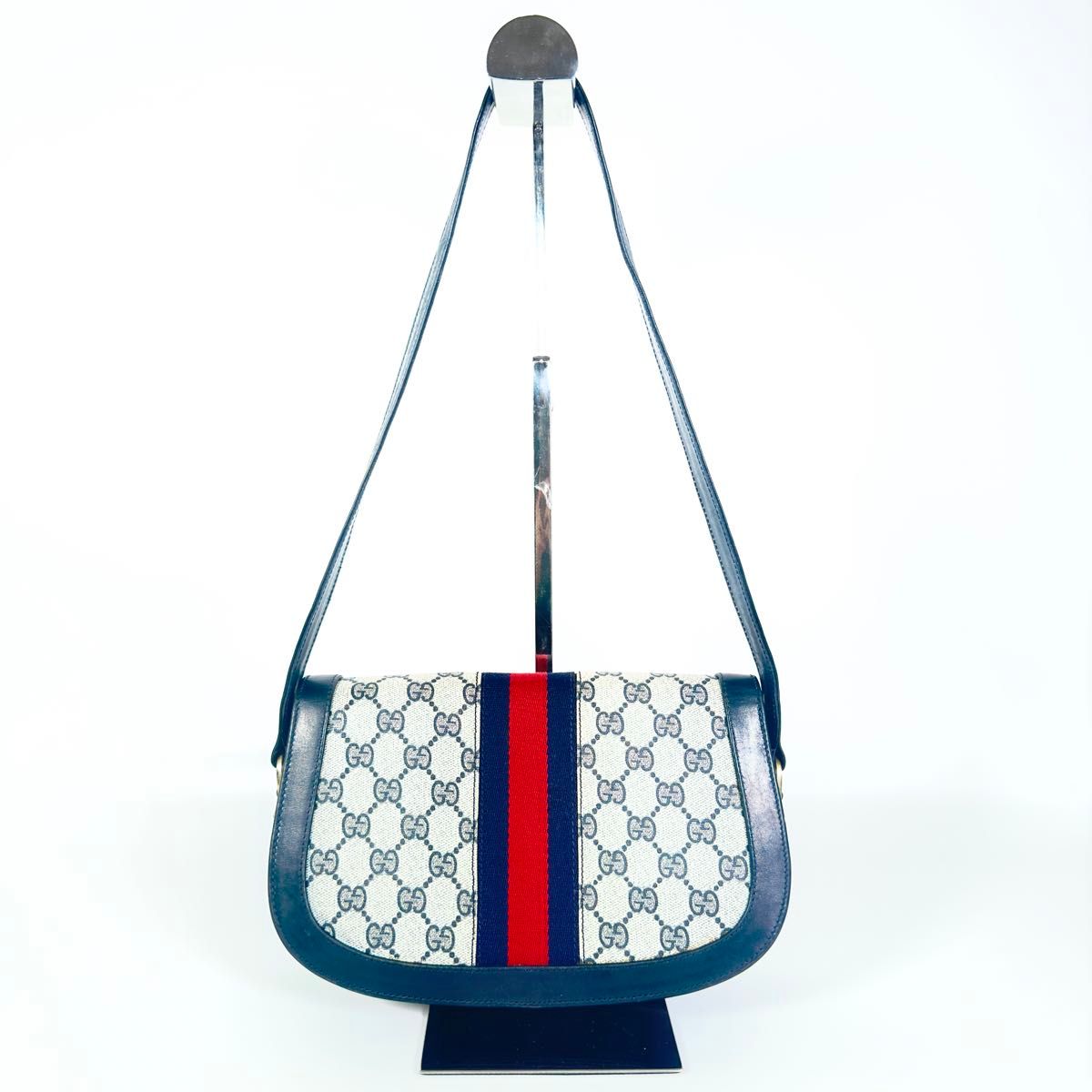 グッチ GUCCI オールドグッチ シェリーライン ショルダーバッグ ブルー