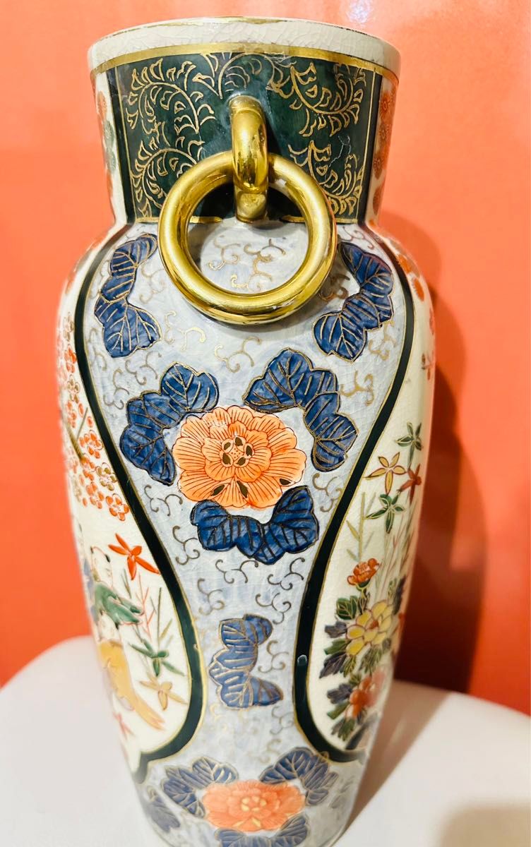 希少品骨董品 古い時代 古伊万里 色絵花瓶高さ約37Cm色絵｜Yahoo