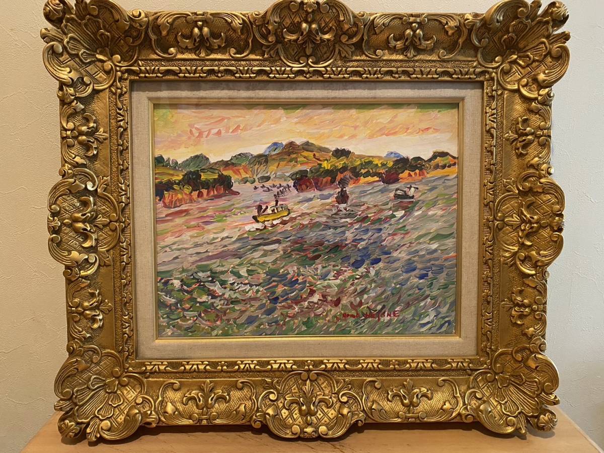 Yahoo!オークション - 真作保証 野間仁根『瀬戸内海』油彩6号 サイン