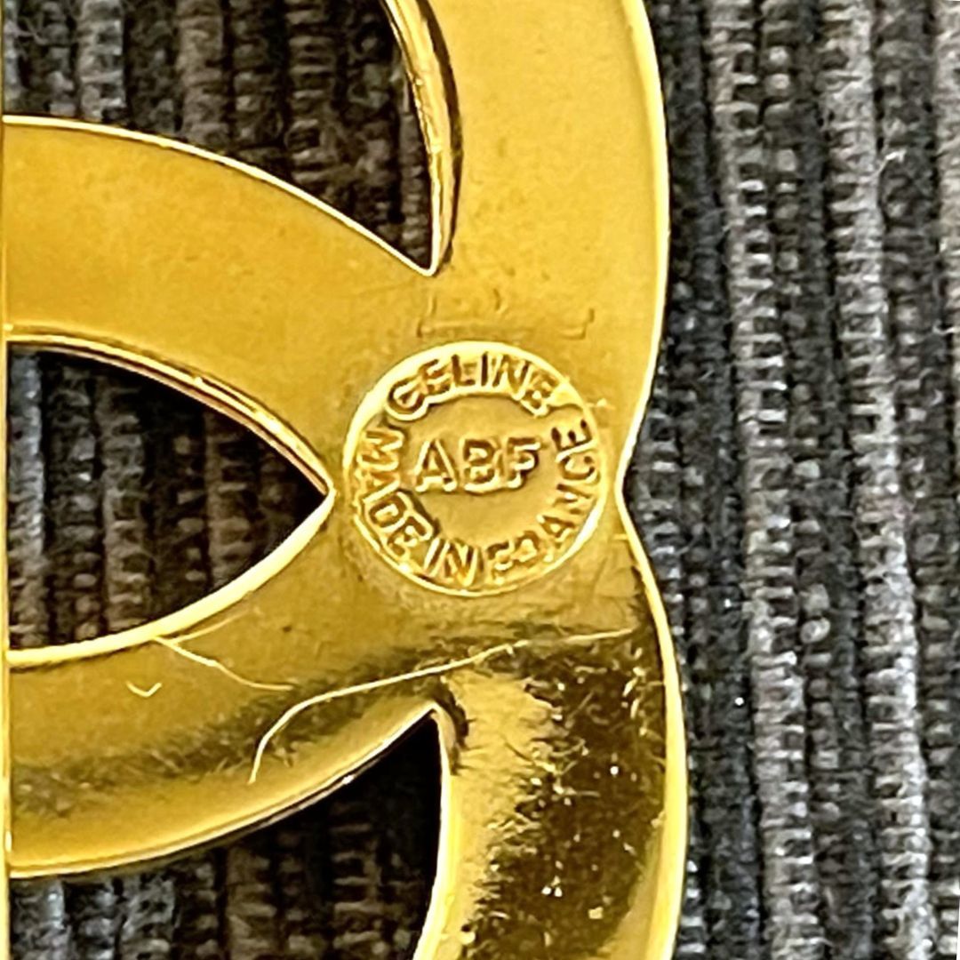 良品】CELINE セリーヌ ブローチ ロゴモチーフ ラインストーン