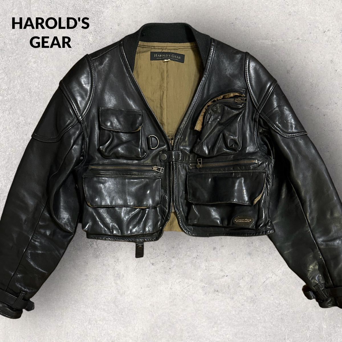 稀少 廃盤 HAROLD'S GEAR ハロルズギア ベリーショート 牛革 レザー