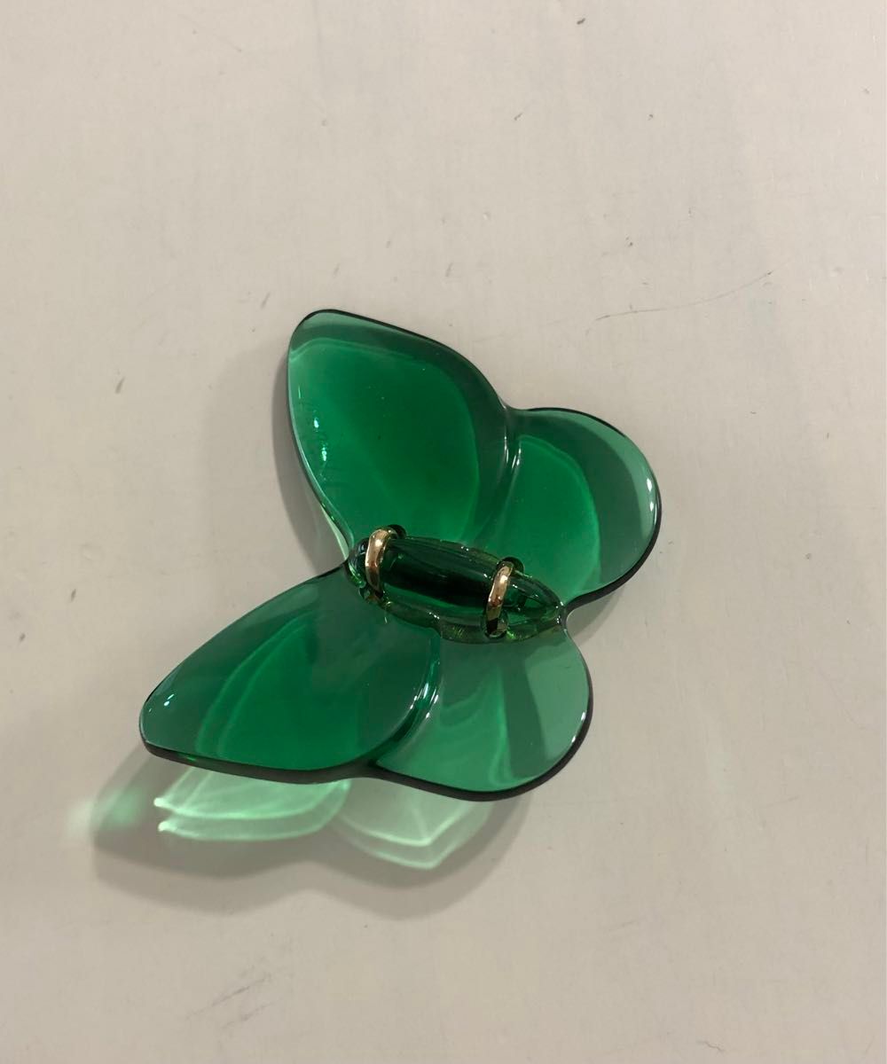 バカラ Baccarat ブローチ k18 蝶 蝶々 バタフライ 18金 750 緑