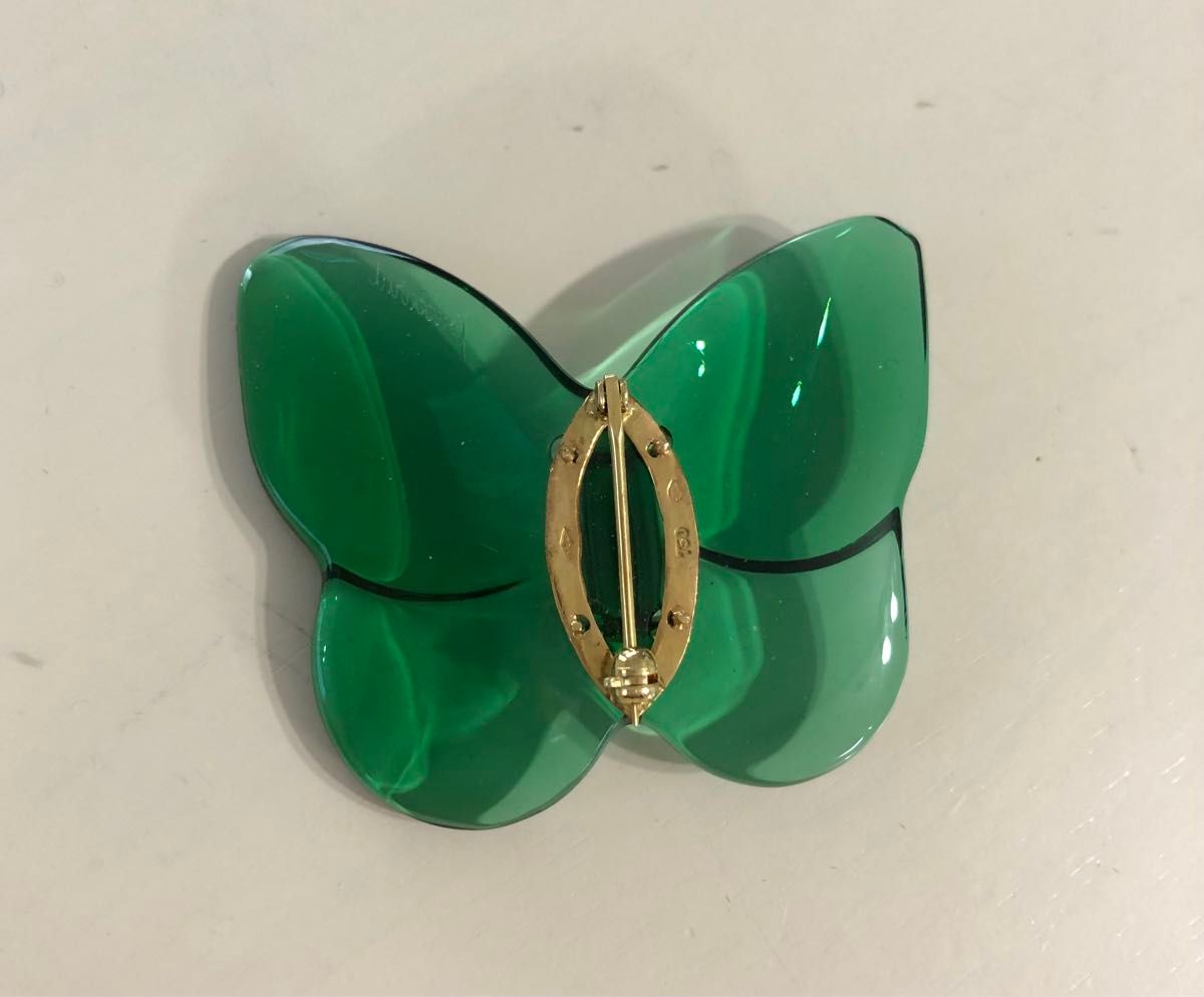 バカラ Baccarat ブローチ k18 蝶 蝶々 バタフライ 18金 750 緑