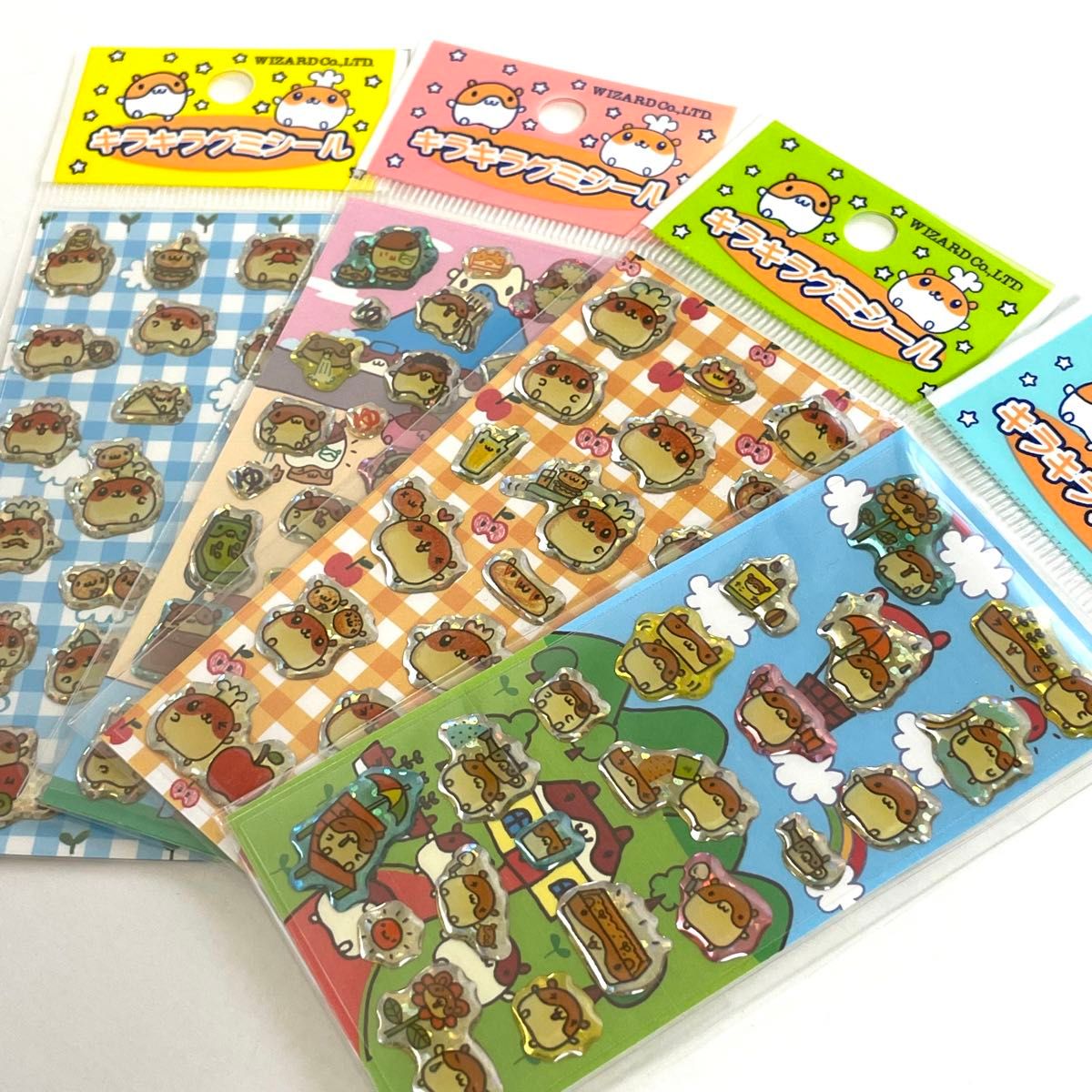 平成レトロ キラキラグミシール 4種 セット ハムスター ぷっくり 当時