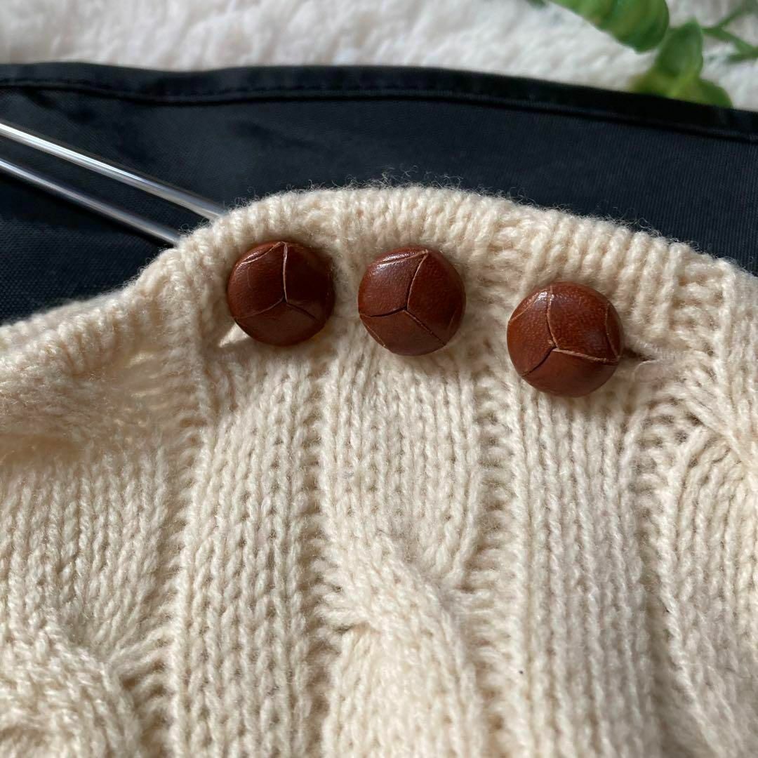 ラルフローレン 羊毛カシミヤ ケーブルニットポンチョ くるみボタン