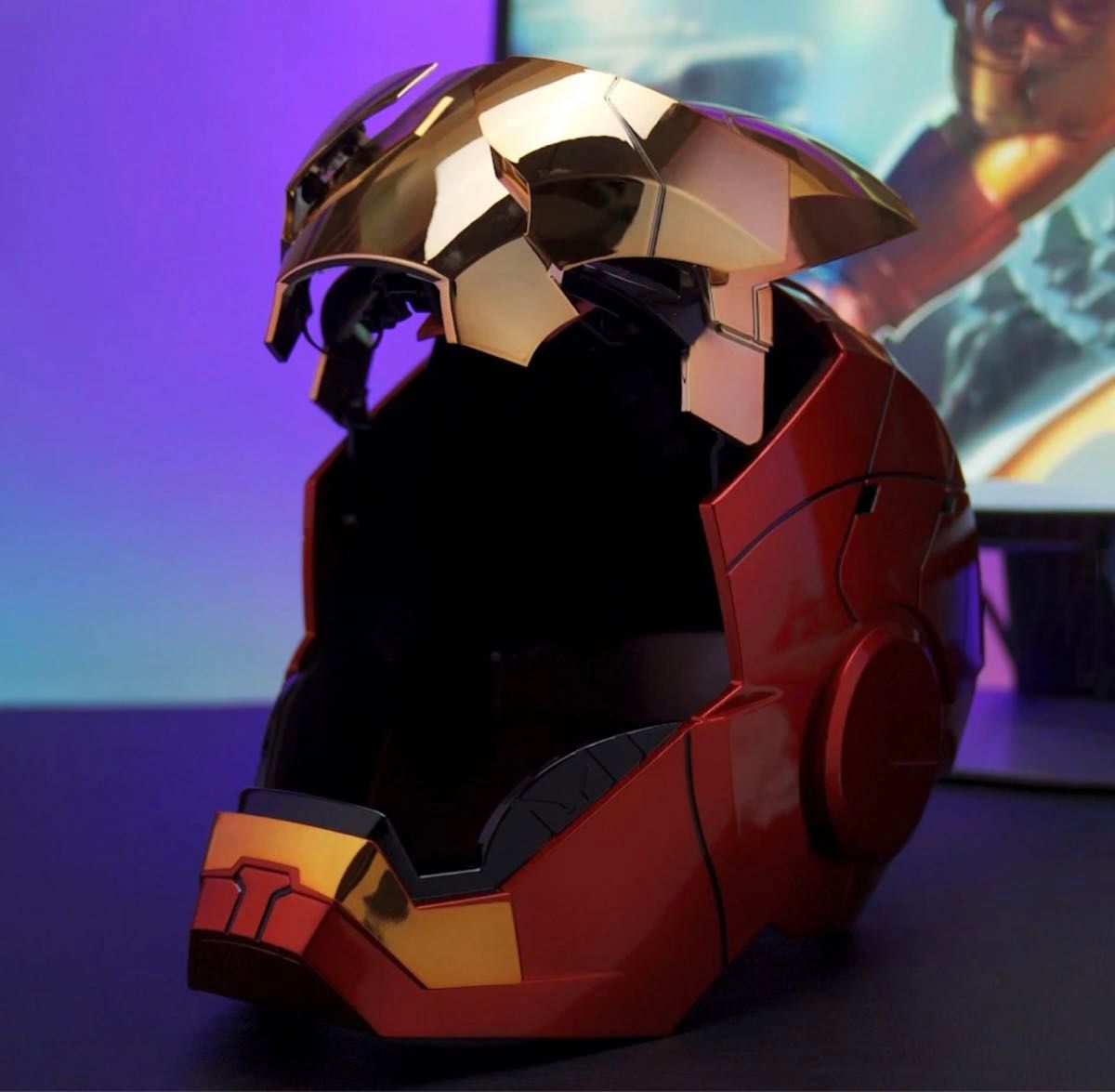 アイアンマンヘルメット自動開閉 音声認識開閉可能 AUTOKING ゴールド