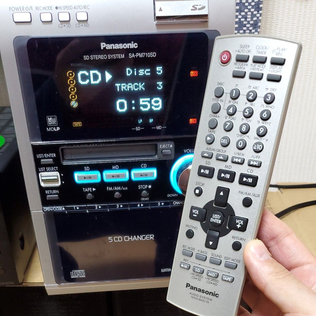 Panasonic パナソニック ミニコンポ SA-PM710SD ジャンク リモコン付き