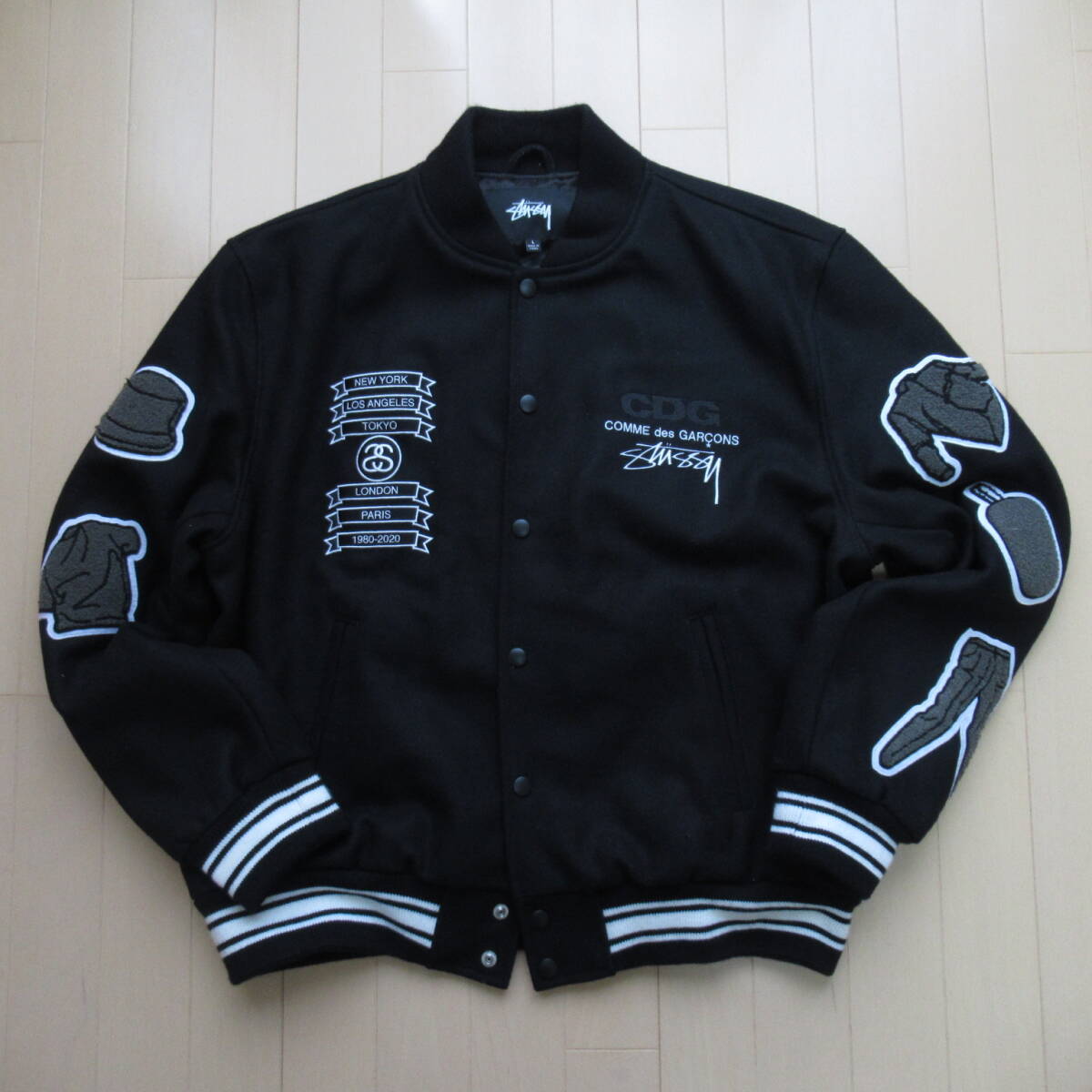 即決送込 L CDG STUSSY スタジャン 黒 COMME des GARCONS コム・デ