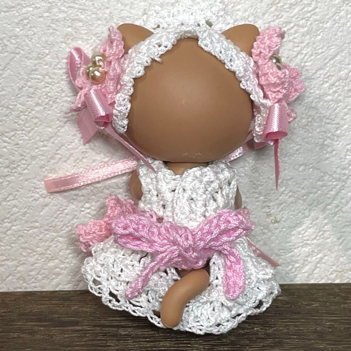 カプセルドール猫 アウトフィット ハンドメイド 桜のレース編みドレス