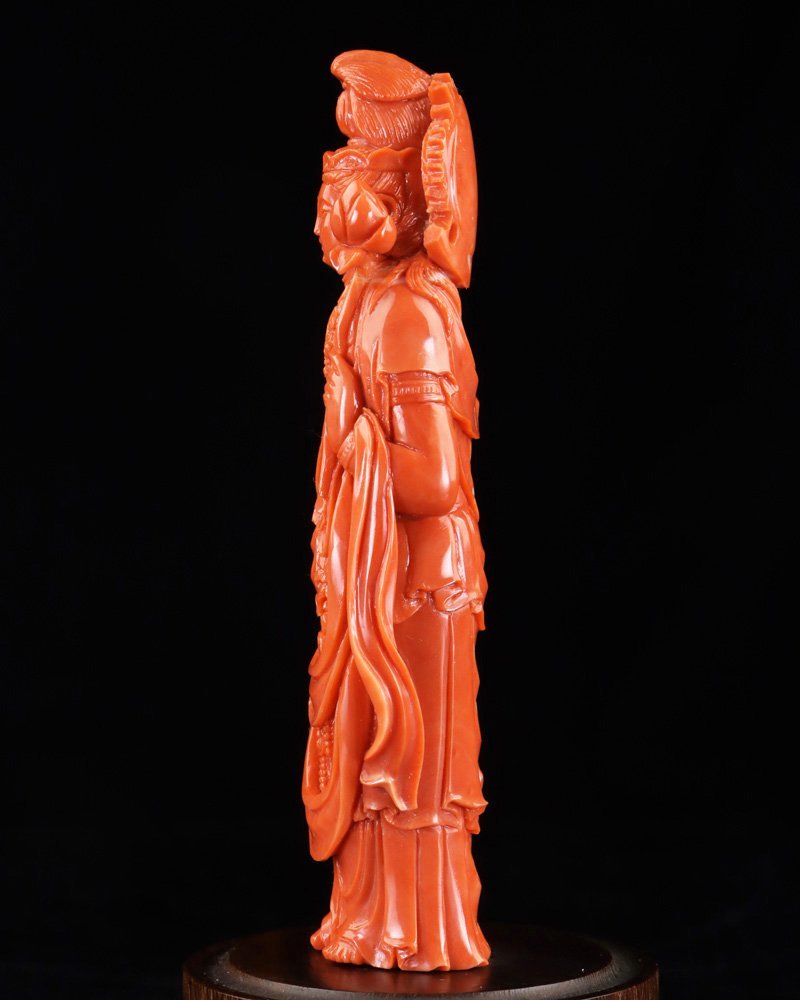 Yahoo!オークション - 魁 超高級美術品 天然赤珊瑚彫刻 本珊瑚 観音像