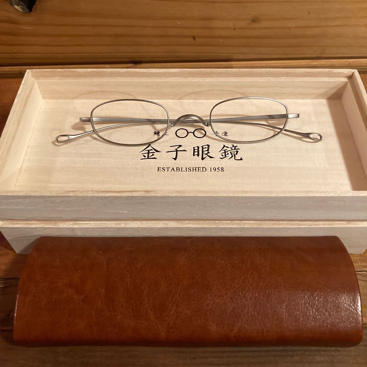 金子眼鏡 井戸多美男 T455 ATG 木箱付き 金子眼鏡 井戸多美男 T455 ATG 木