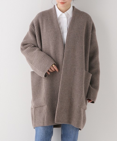 22AW ATON エイトン カシミヤ ウール カーディガン ブラウン オーバー