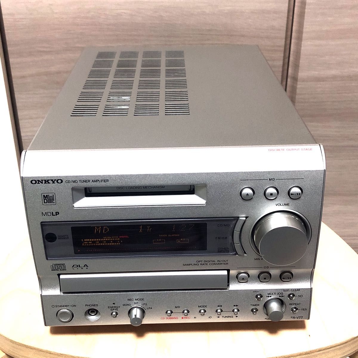 ONKYO FR-V77 本体のみ CDMDコンポ MD再生可能 CD故障 ジャンク品