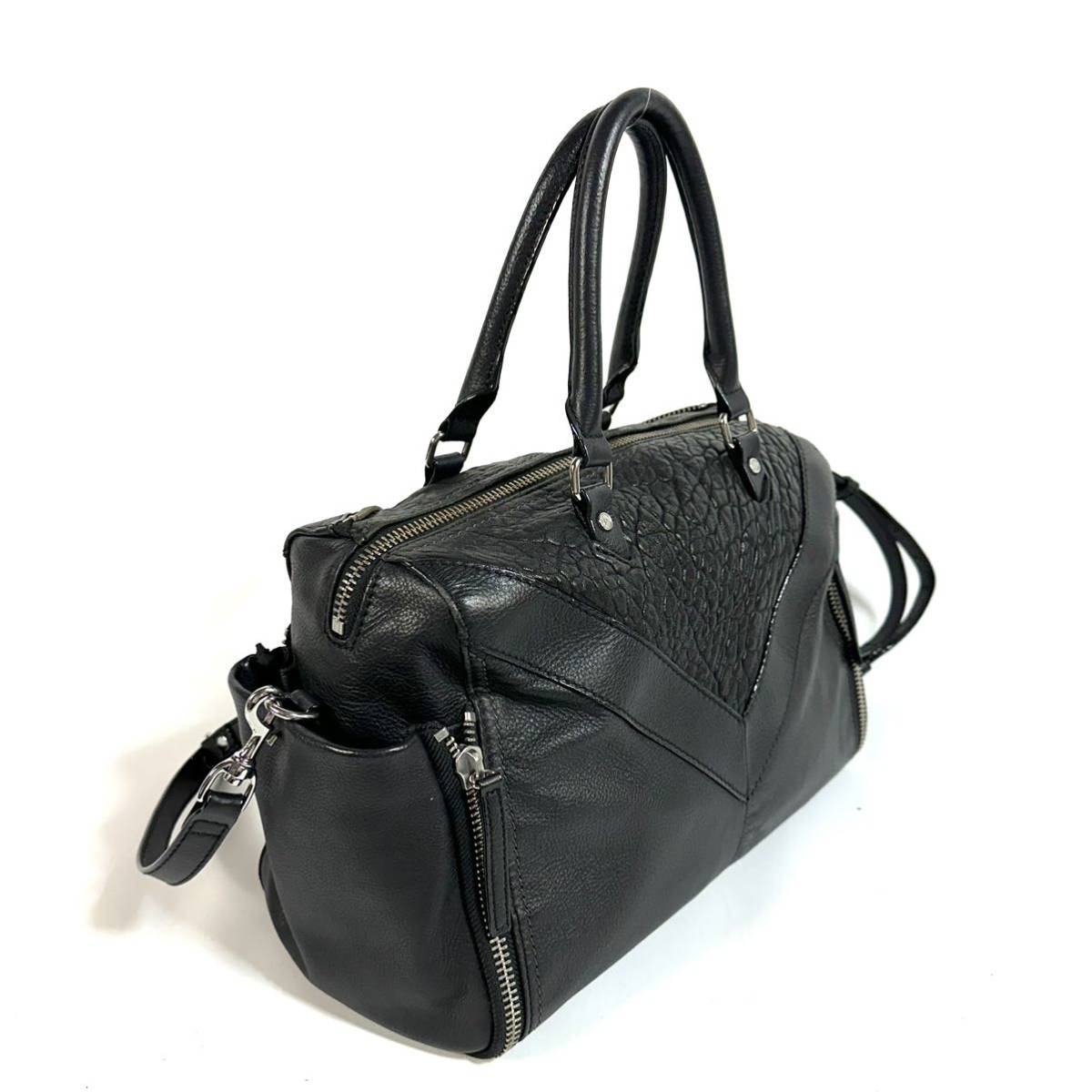 美品】DIESEL ディーゼル レザー 2WAY ファスナー ショルダーバッグ