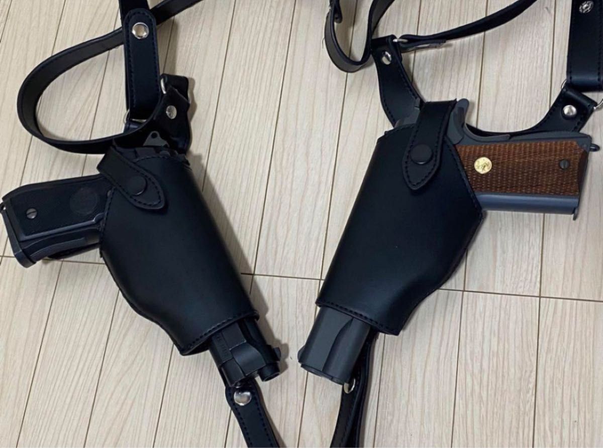 2丁拳銃用ショルダーホルスター（黒色） ベレッタ92F ガバメント 357