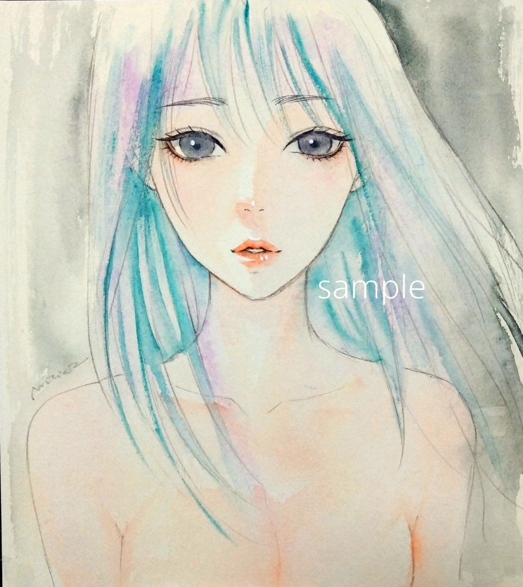 Yahoo!オークション - 肉筆原画 水彩画 美人画 ドローイング 手描きイ