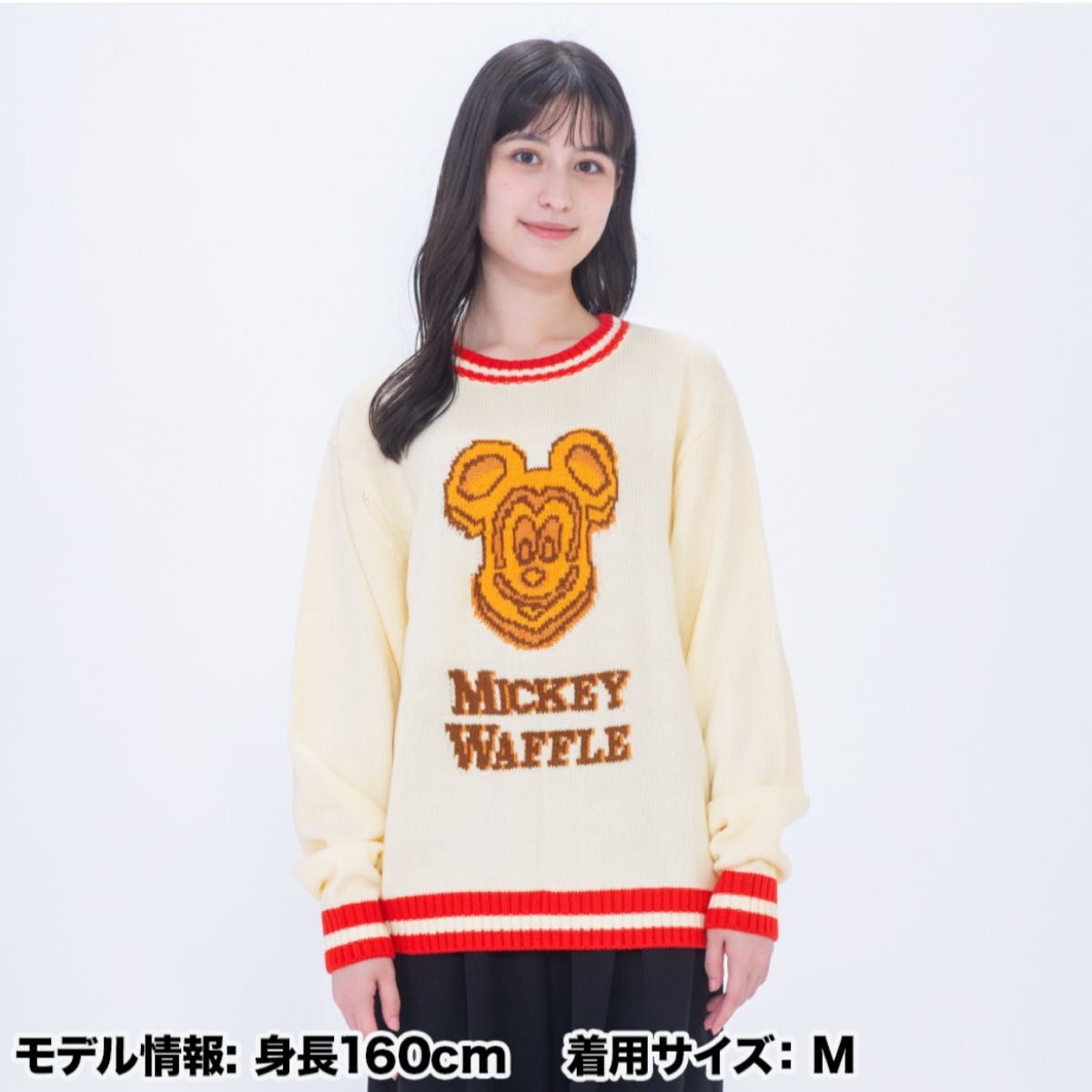 未使用】ディズニー ミッキー ワッフル セーター ホワイト Lサイズ