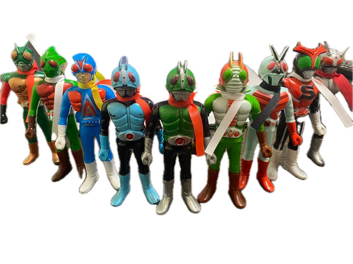 ポピー 仮面ライダー ソフビ フィギュア 昭和レトロ 9体セット '70年代