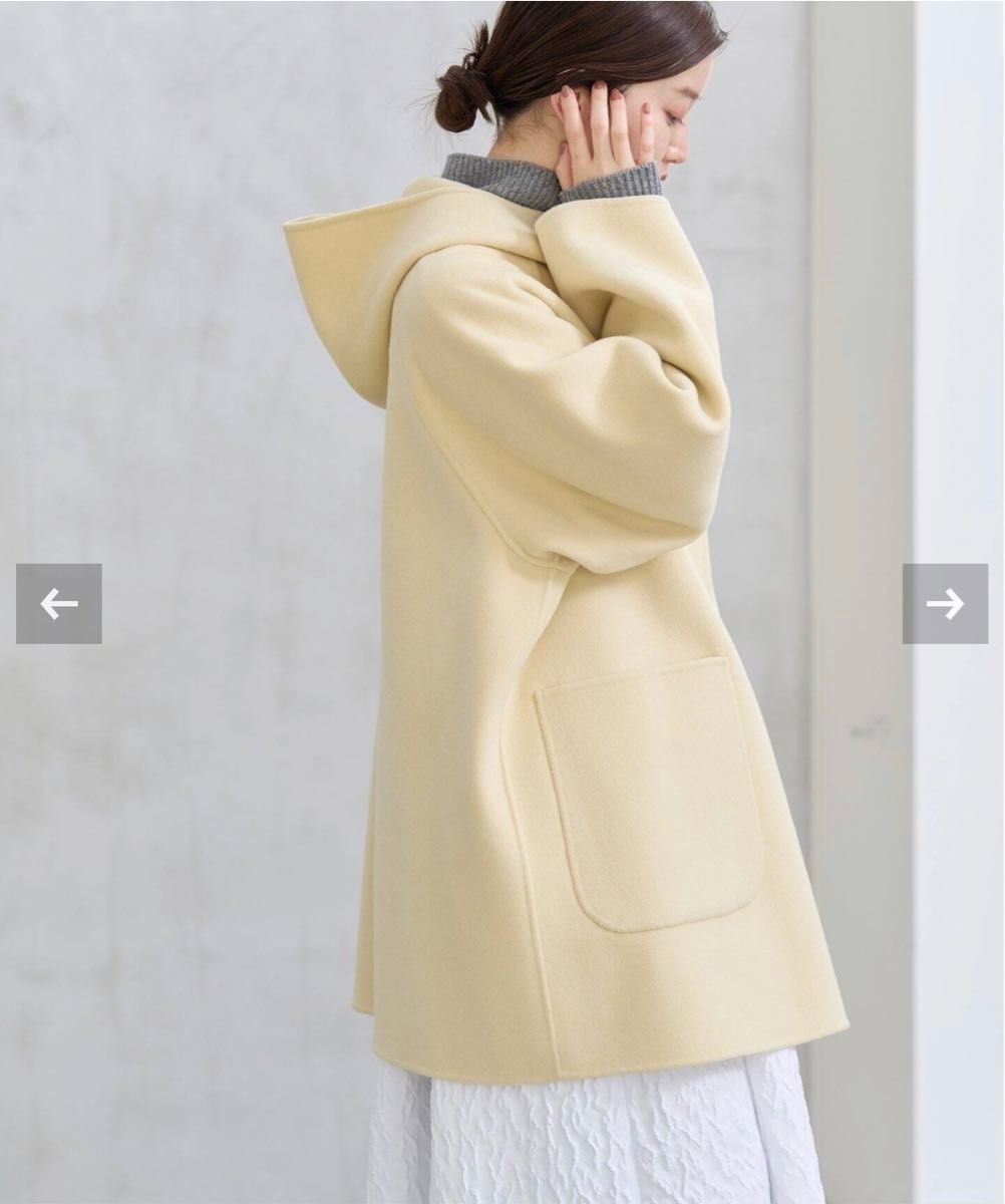 新品 IENA SUPER120 ダブルフェイスフードコート サイズ38 イエロー