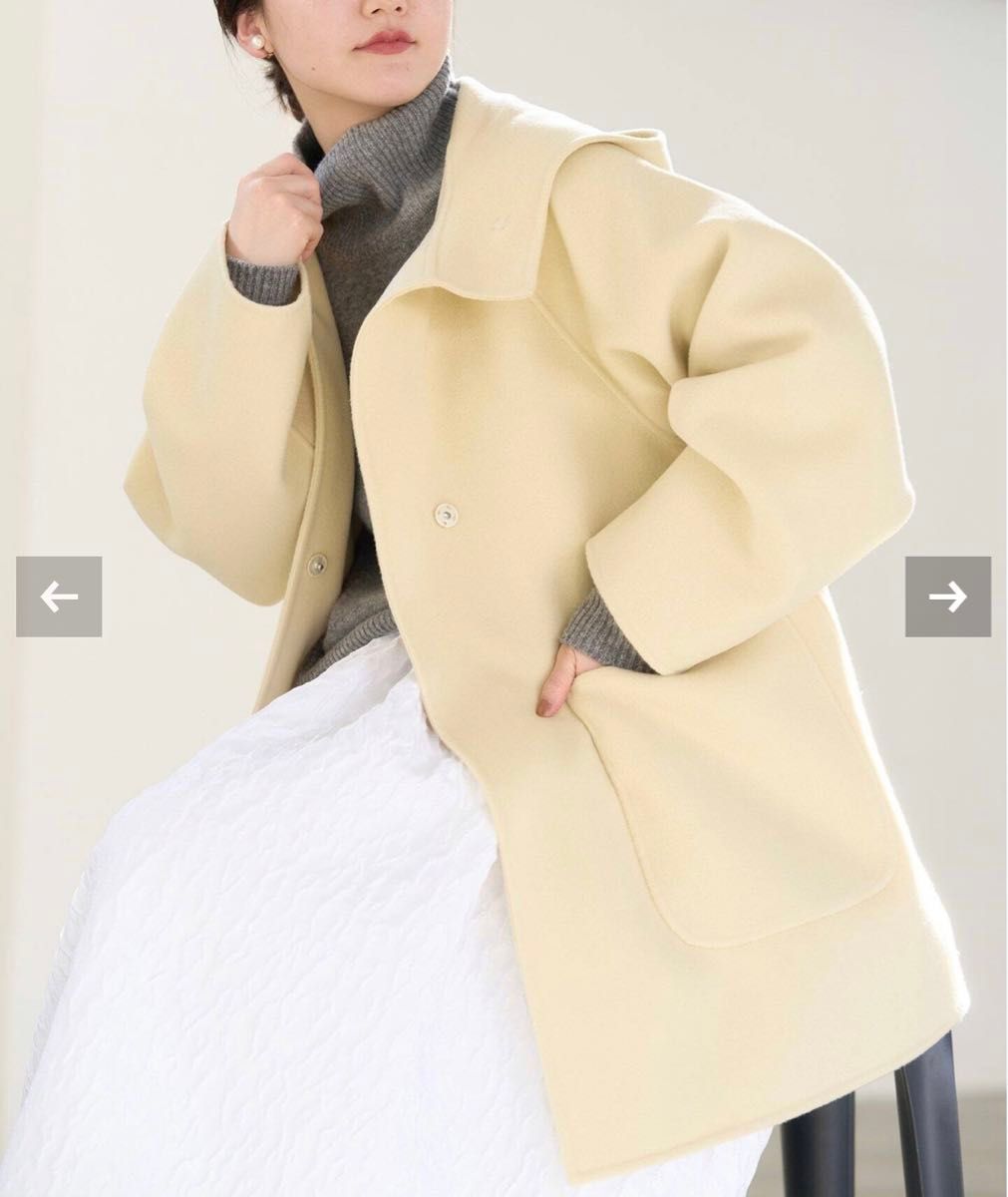 新品 IENA SUPER120 ダブルフェイスフードコート サイズ38 イエロー