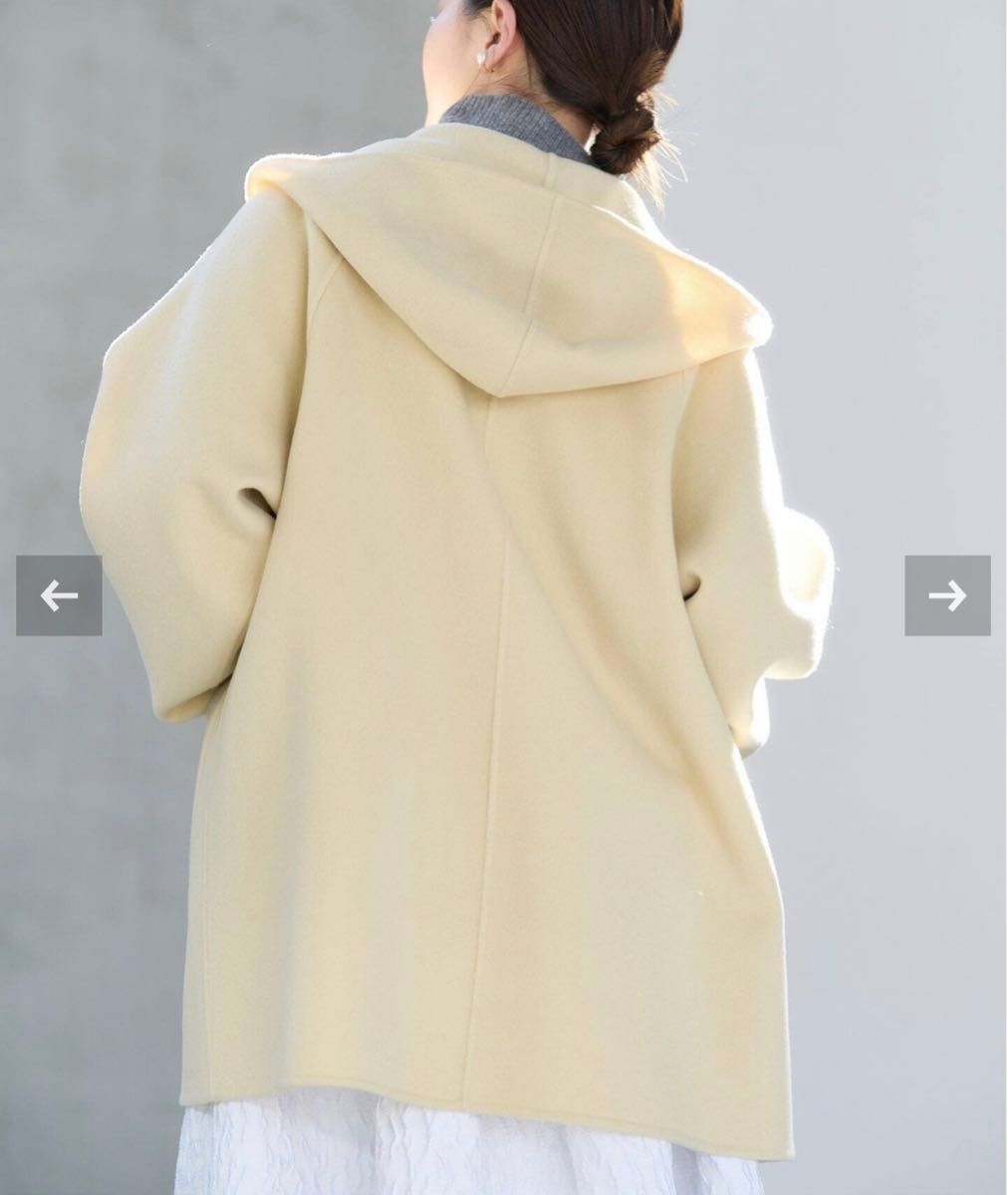 新品 IENA SUPER120 ダブルフェイスフードコート サイズ38 イエロー