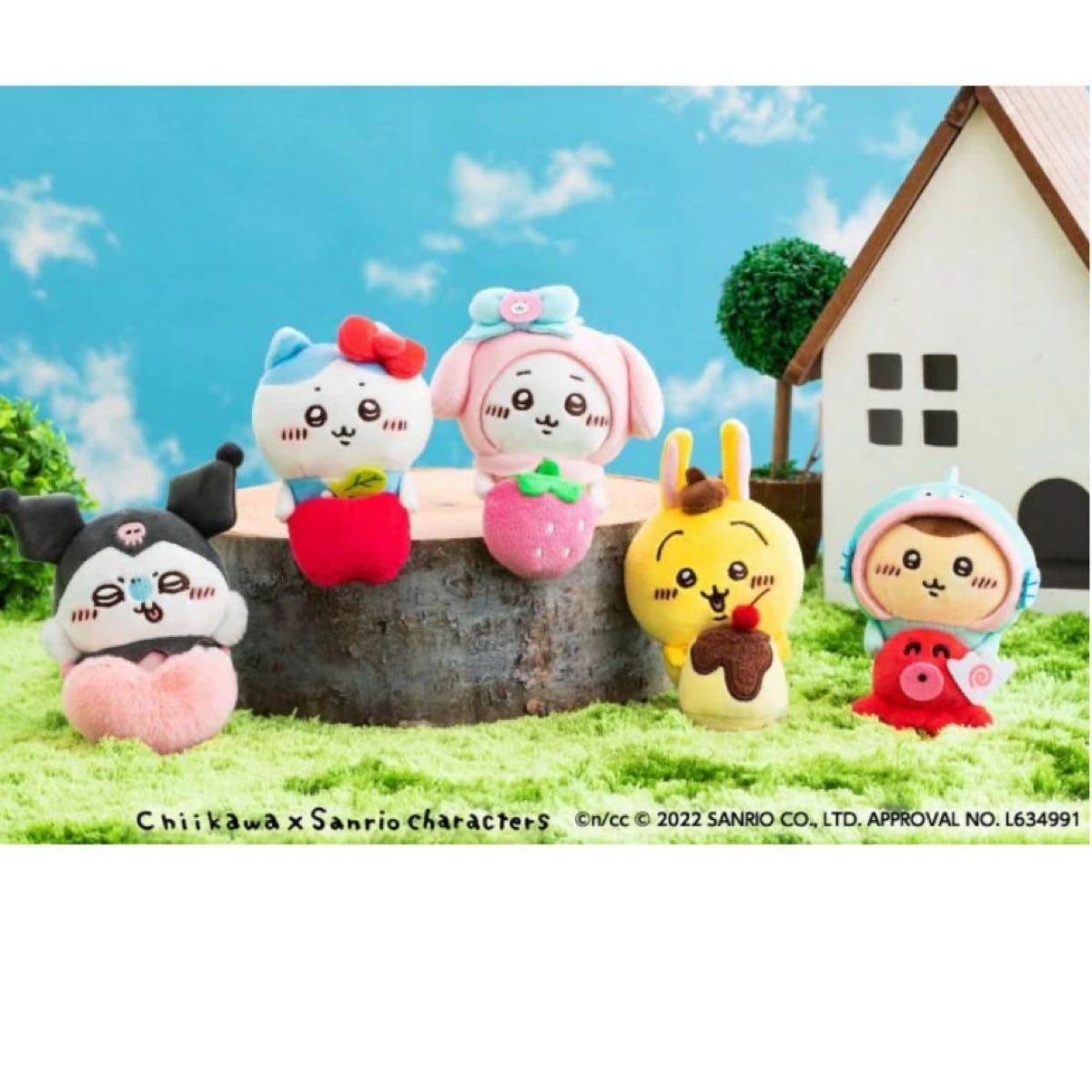 ちいかわ デスクトップから見守るひっかけぬいぐるみ ハチワレ ハロー