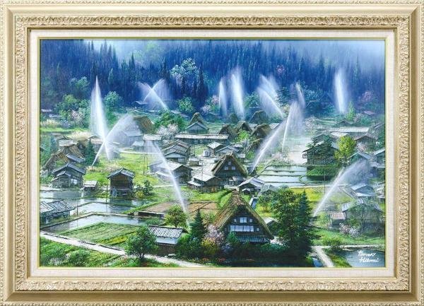 人見友紀 伝説の逃亡画家 油彩画 油絵 白川郷 人見友紀さん作品白川郷