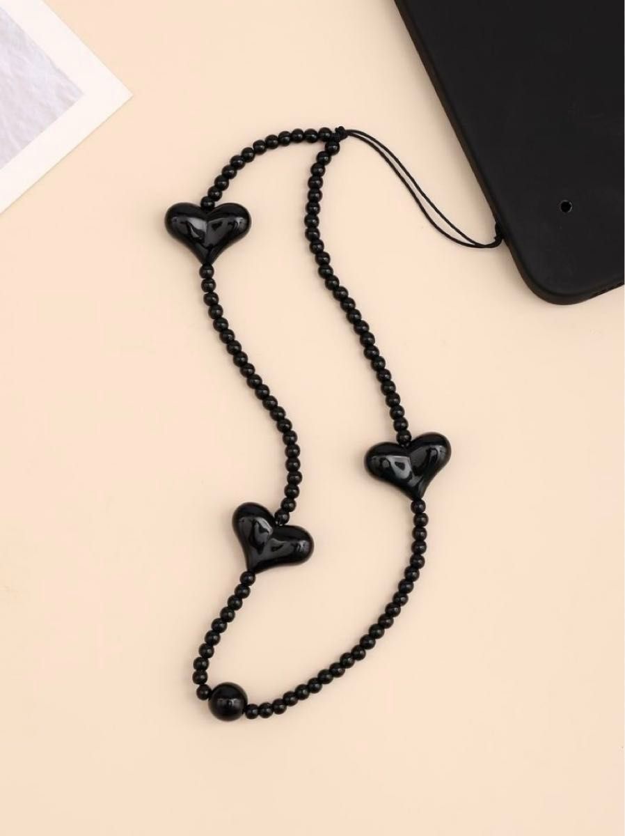 セレブ愛用《String Ting》ハート スマホストラップ ブラック｜Yahoo