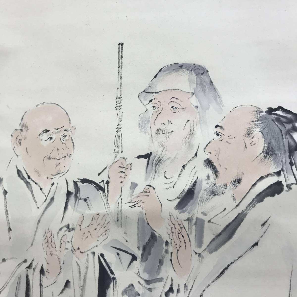 セール 真作/福岡青嵐/虎渓三笑図/中国のことわざ/人物図//掛軸☆宝船