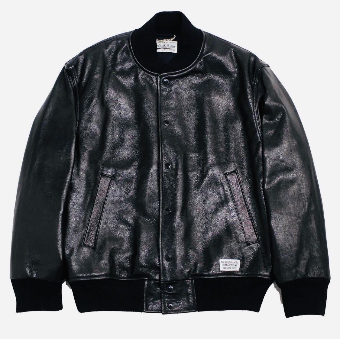 ワコマリア 23AW M LEATHER VARSITY JACKET レザージャケット ブラック