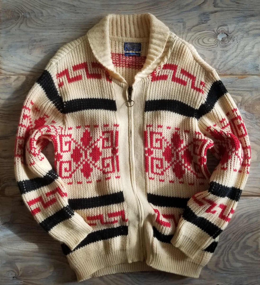 70's PENDLETONペンドルトン ネイティブ柄 カウチンセーター XL ウール
