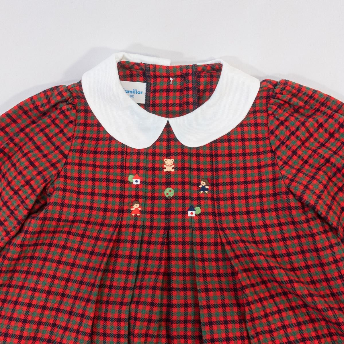 極美品 familiar ファミリア 長袖ワンピース 赤チェック 80サイズ
