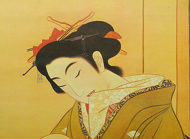 印刷】伝・葛飾北斎 春草図 春画 印刷 掛け軸 掛軸 美人画 紙に印刷 工芸