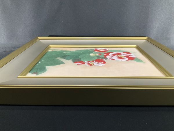 真作保証】杉山紀美子「薔薇」日本画 印章 共シール有り 絵画 真作保証