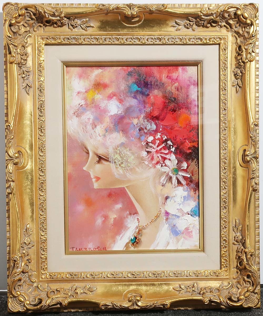 鶴岡義雄『少女』油彩 カンヴァス F6 画廊取扱作 1954年作 原画 真作保証