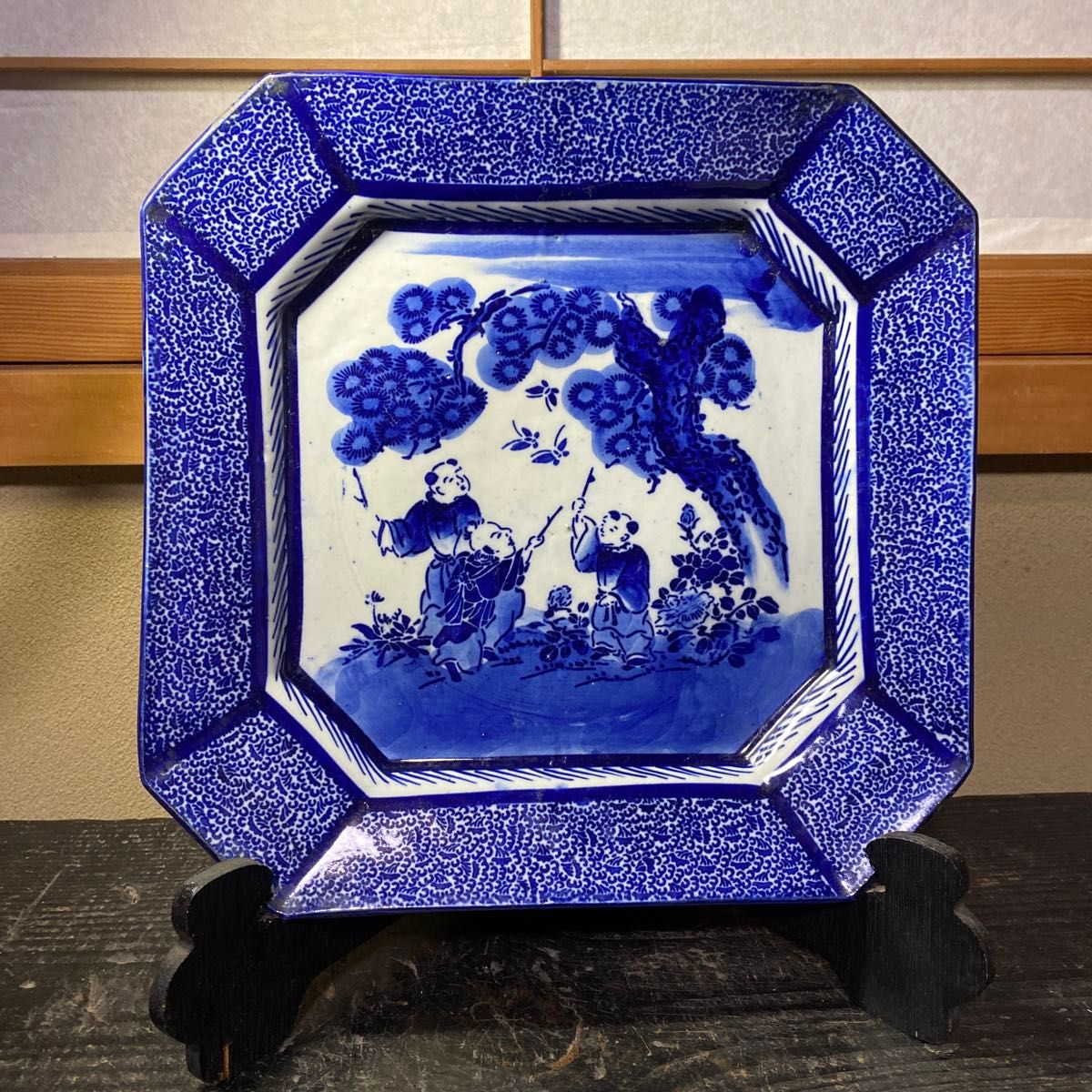 骨董 古伊万里 染付 角皿 伊万里 印判 時代物 飾皿｜Yahoo!フリマ（旧