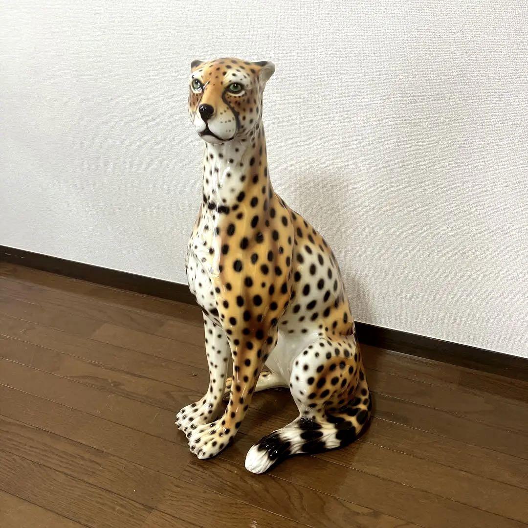 大迫力 特大 チーター 置物/オブジェ 陶器製 全高約75㎝ ITALY｜Yahoo