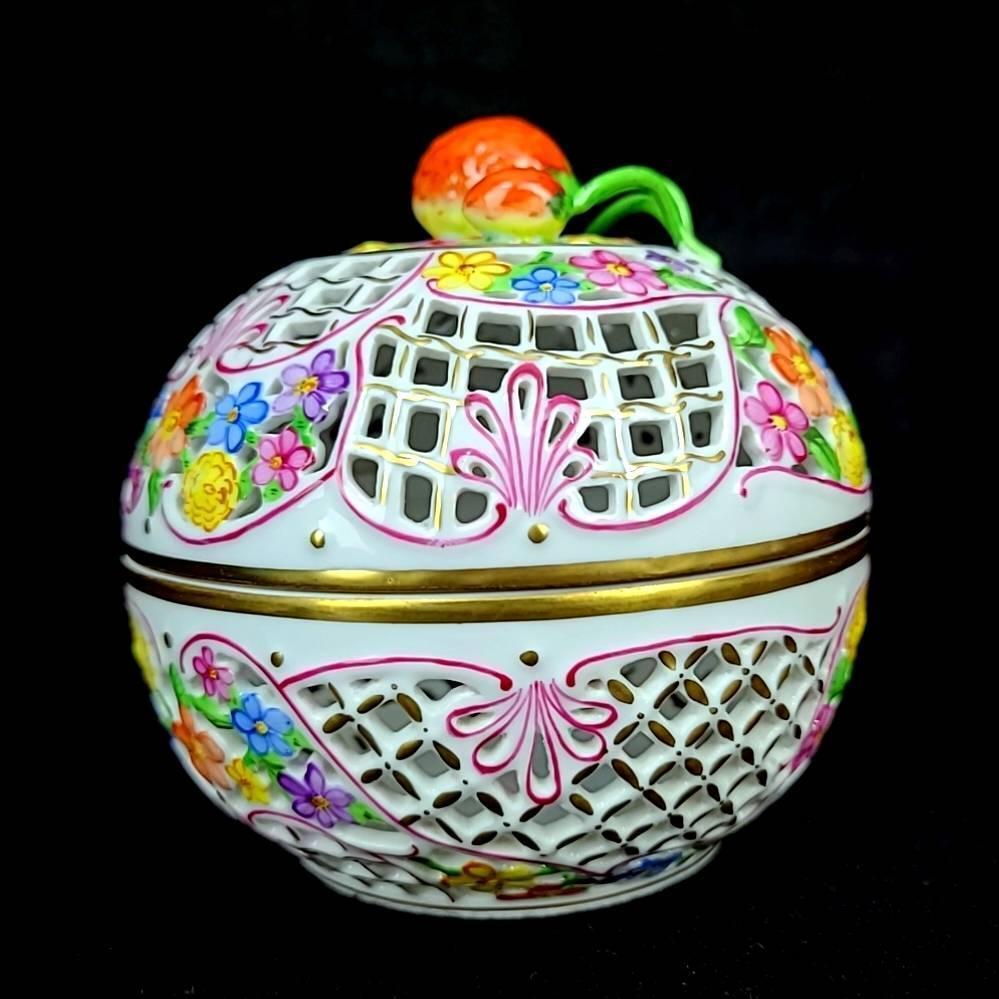 美品 ヘレンド HEREND ファンタジー 透かし ボンボン入れ ボンボ