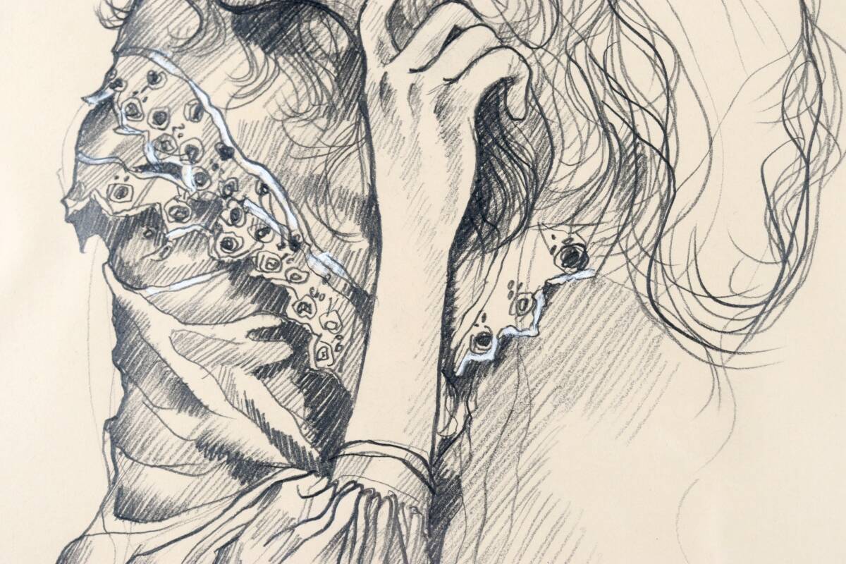 Yahoo!オークション - 楾 真作保証 石坂春生「女のいる風景」肉筆鉛筆