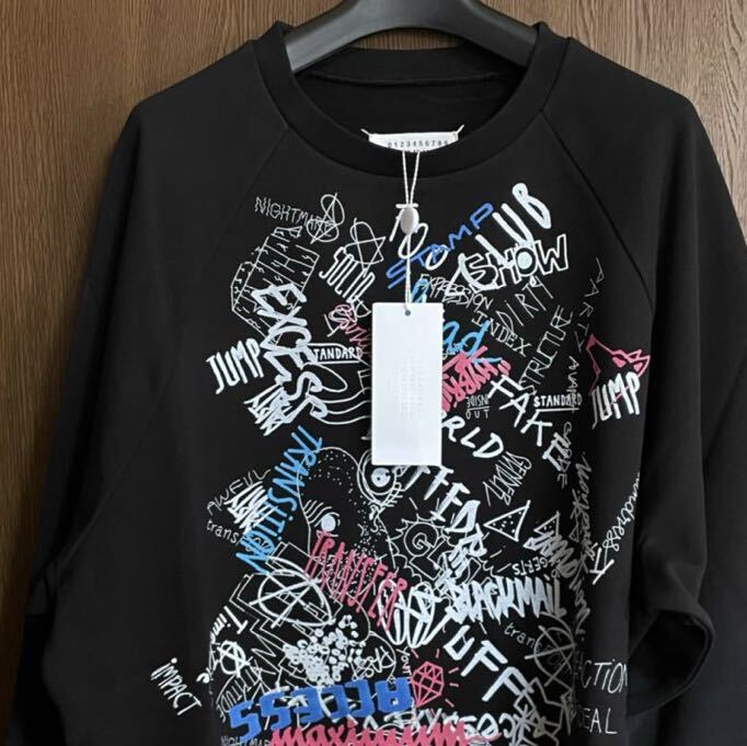 黒46新品 メゾンマルジェラ グラフィティ スウェット シャツ 20SS size