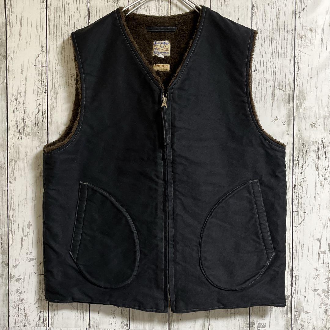 美品 ザリアルマッコイズ アルパカ デッキベスト 黒 ブラック L 米軍