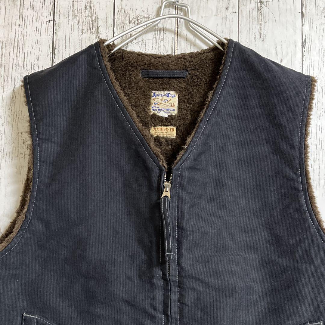 美品 ザリアルマッコイズ アルパカ デッキベスト 黒 ブラック L 米軍