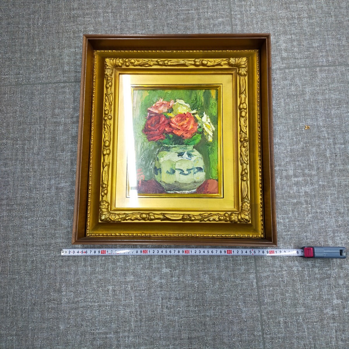 Yahoo!オークション - す1239 油彩 萩谷巌『ばら』 サロン・ドートンヌ